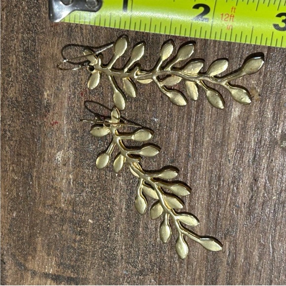Gold Leaf Drop Earrings - Picture 3 of 3